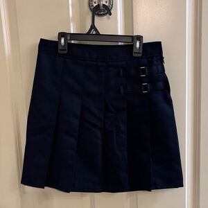 French Toast Navy Pleated Mini Skirt